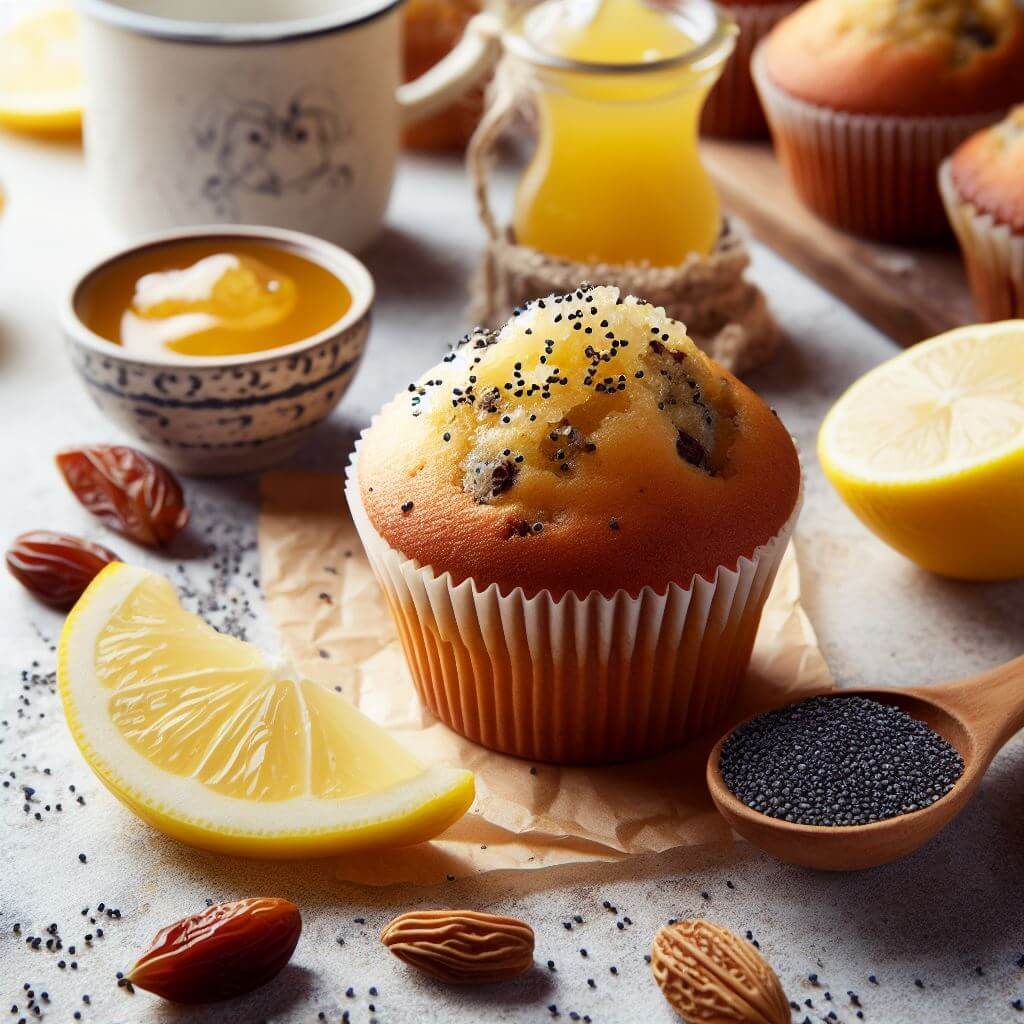 Lemon Date Paste Poppy Seed Muffins